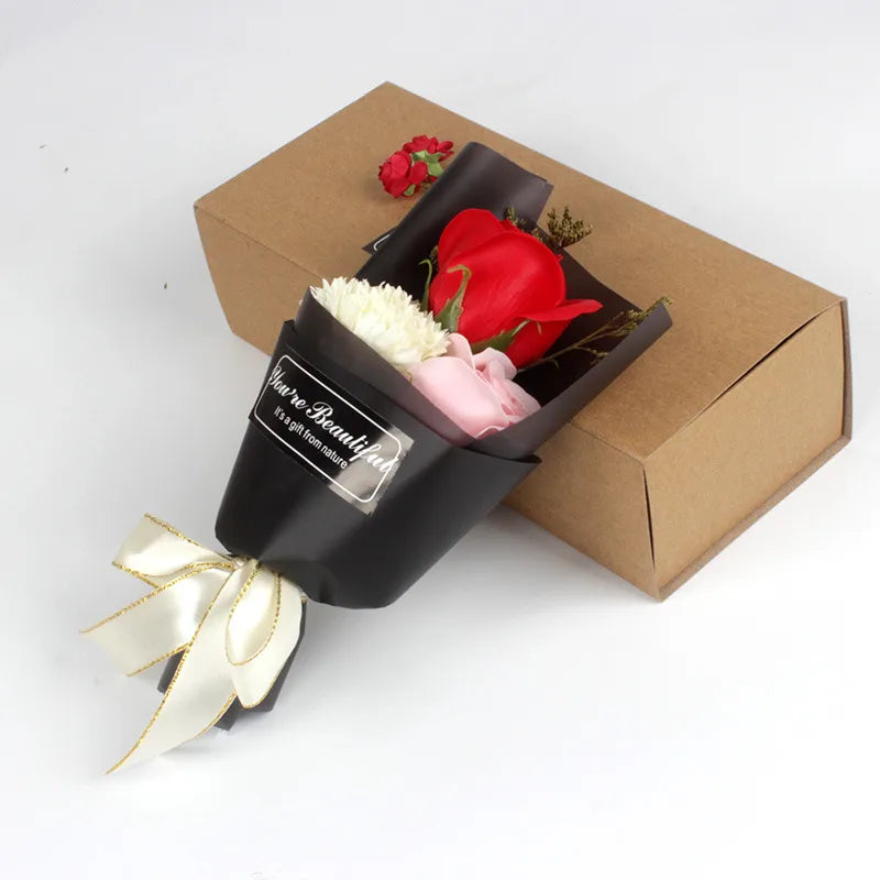 3 roses carnation soap bouquet 520 mother's day gift