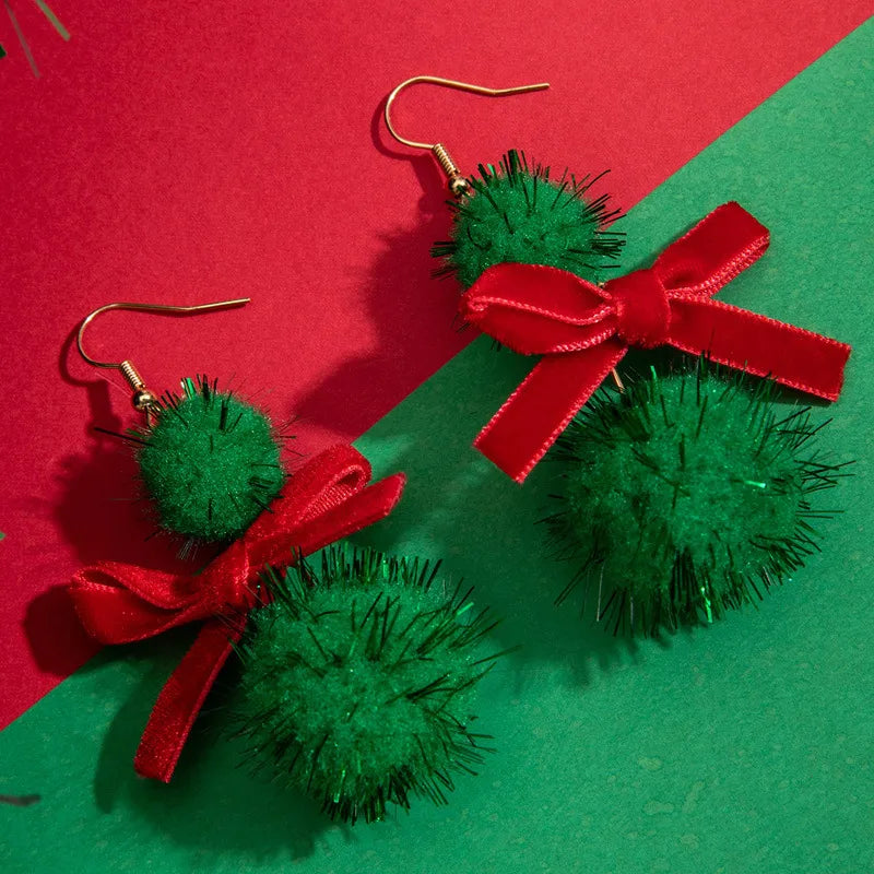 Cute Butterfly Knot Christmas Series Earrings Women's Fashion Alloy Jewelry Christmas Style Elegant Dangle Studs