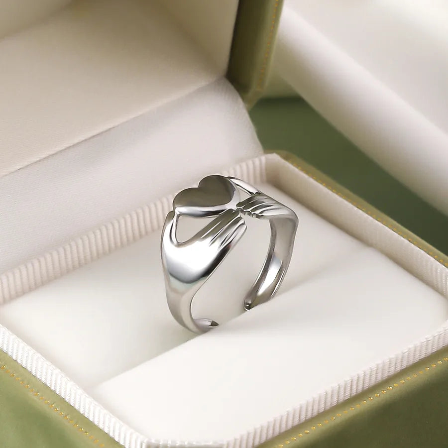 Wholesale Jewelry IG Style Elegant Retro Geometric Leaf Heart Shape 304 Stainless Steel Plating Open Rings