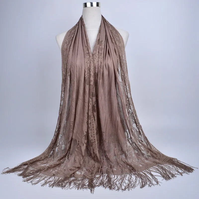 women's streetwear solid color polyester tassel winter scarves