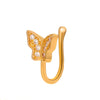 fashion butterfly copper inlaid zircon u-shaped false nose ring piercing jewelry