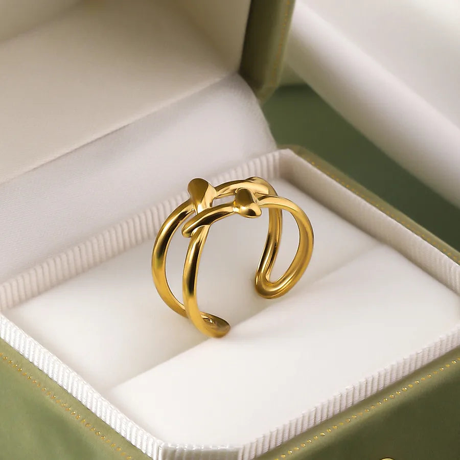 Wholesale Jewelry IG Style Elegant Retro Geometric Leaf Heart Shape 304 Stainless Steel Plating Open Rings