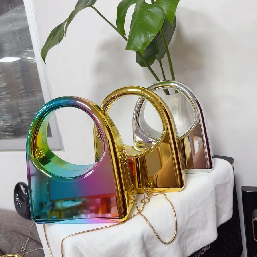 Women's Medium Arylic Gradient Color Elegant Square Magnetic Buckle Square Bag