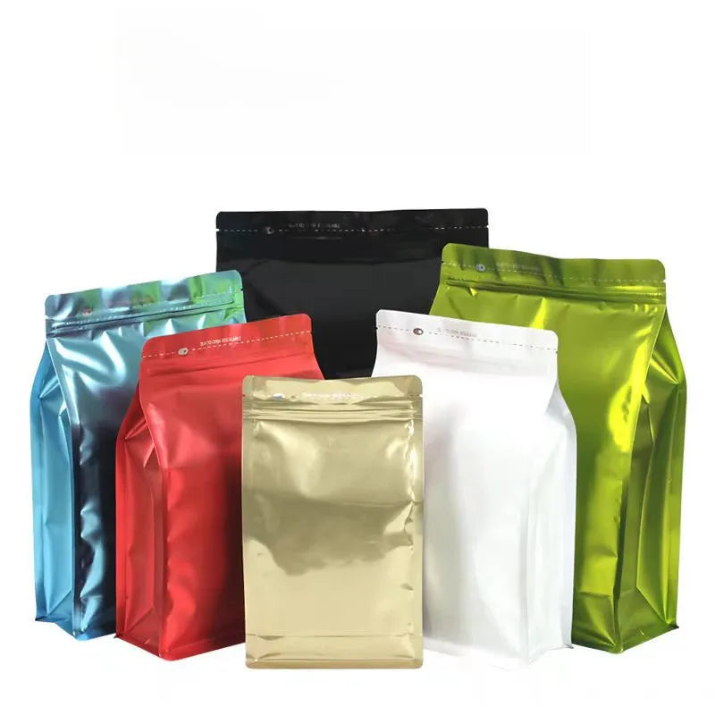 Tea nut leisure food aluminum film Eight-side sealing bag self-standing packaging candy fried goods self-standing zipper packaging bag