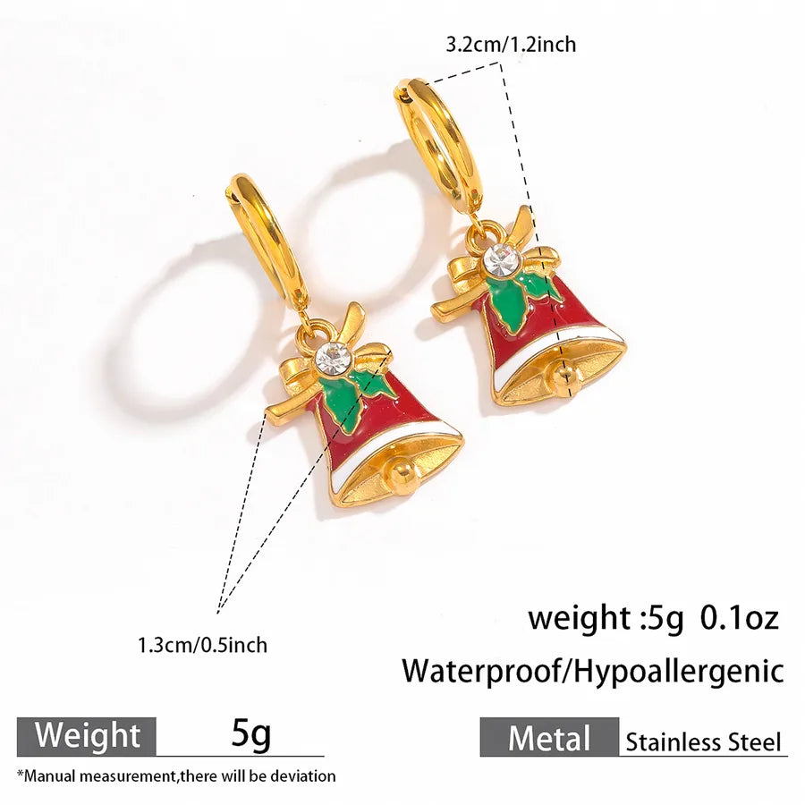 Christmas Santa Claus Ear Cuffs Titanium Steel 316L Quality Suitable For Commuting And Casual Occasions Drop Oil Earrings