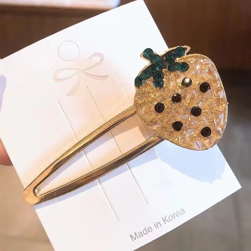 Cute Women's Fruit Crystal Hair Clip