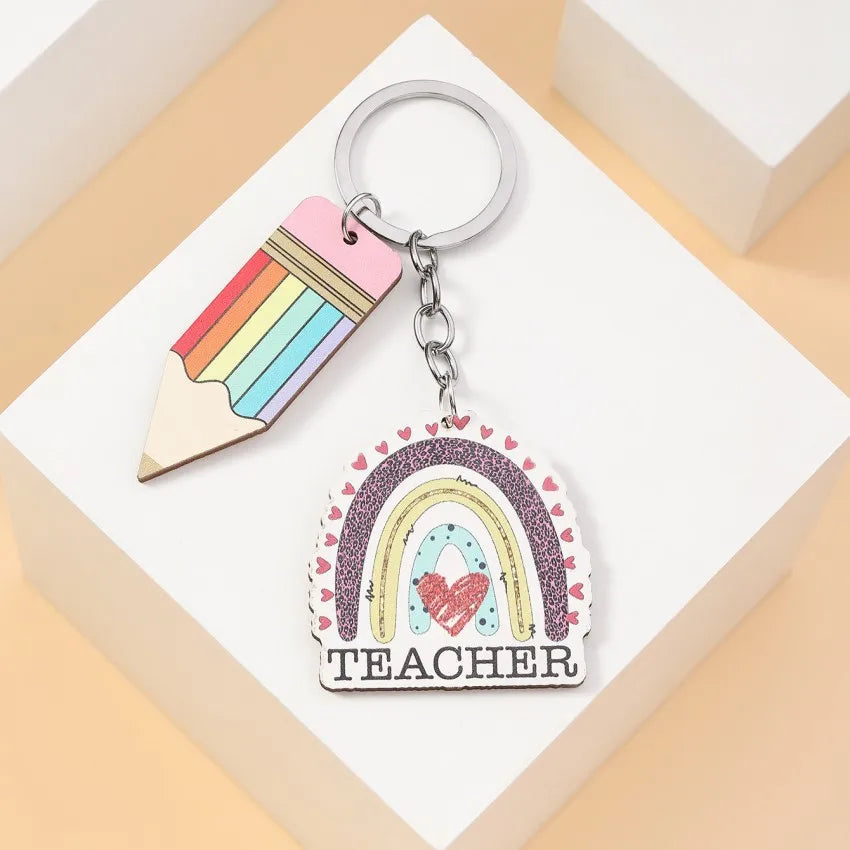 Simple Style Letter pencil Wood Teachers' Day Unisex Keychain
