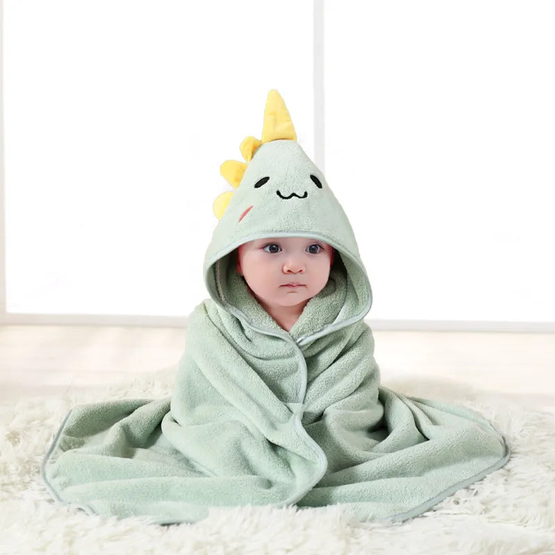 Baby Cartoon Bag Blanket Coral Fleece Absorbent Children's Bath Towel Embroidered Blanket with Hood Cloak Soft Newborn Blanket