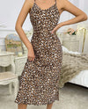 Indoor Date Vacation Sexy Leopard Polyester Backless Pajama Sets