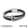 Hip-Hop Retro Geometric Pu Leather Titanium Steel Plating 18K Gold Plated Men's Bracelets