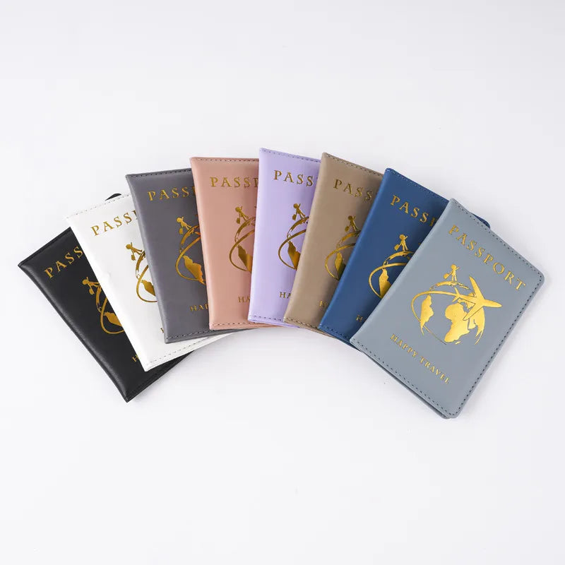 Unisex Basic Classic Style Solid Color Pu Leather Passport Holders