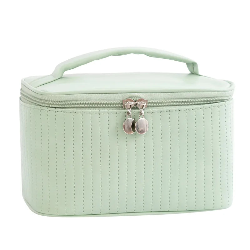 classic style solid color pu leather square makeup bags