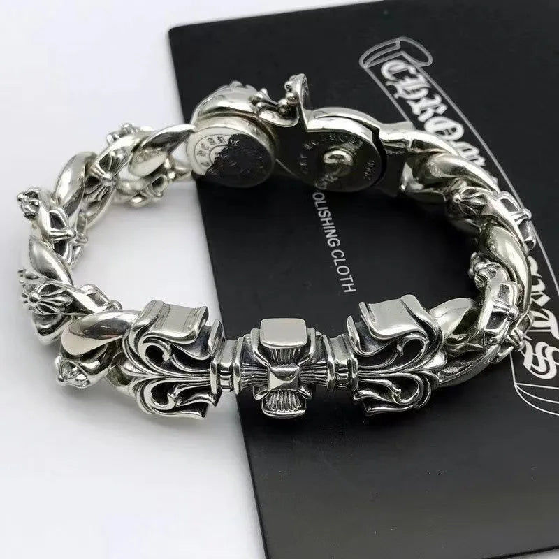 Aggressive Cross Bracelet Men's Trendy  Retro Bracelet Thick