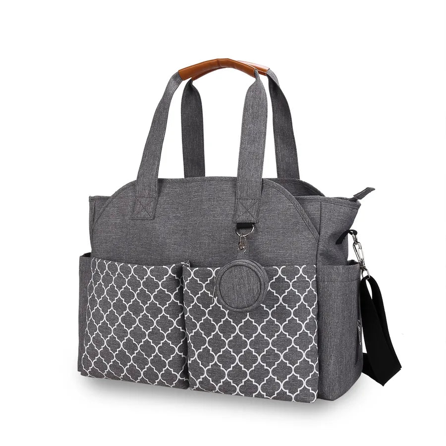 New portable single shoulder mummy bag printed geometric with pacifier package mother and baby travel outdoor mother bag
