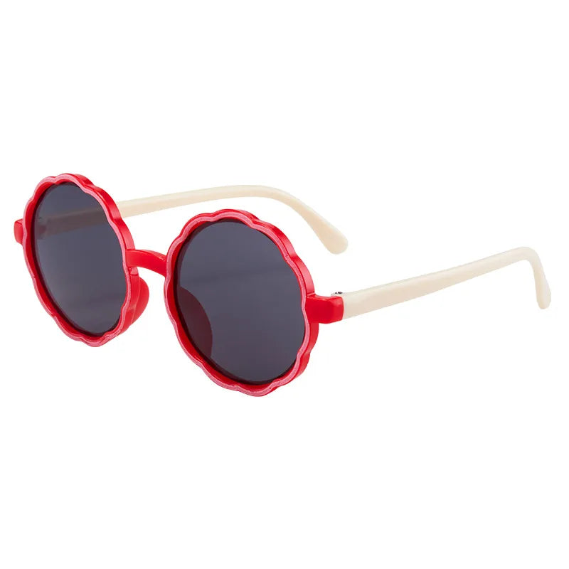 New children's sunglasses fashion cute round frame wave sunglasses trend baby cartoon color sunglasses