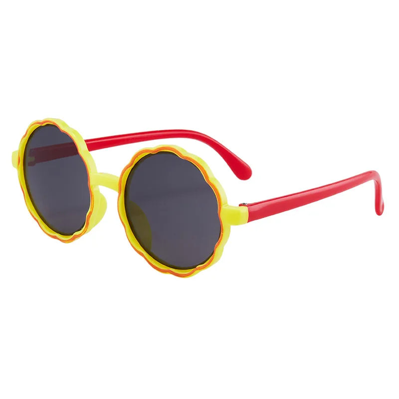 New children's sunglasses fashion cute round frame wave sunglasses trend baby cartoon color sunglasses