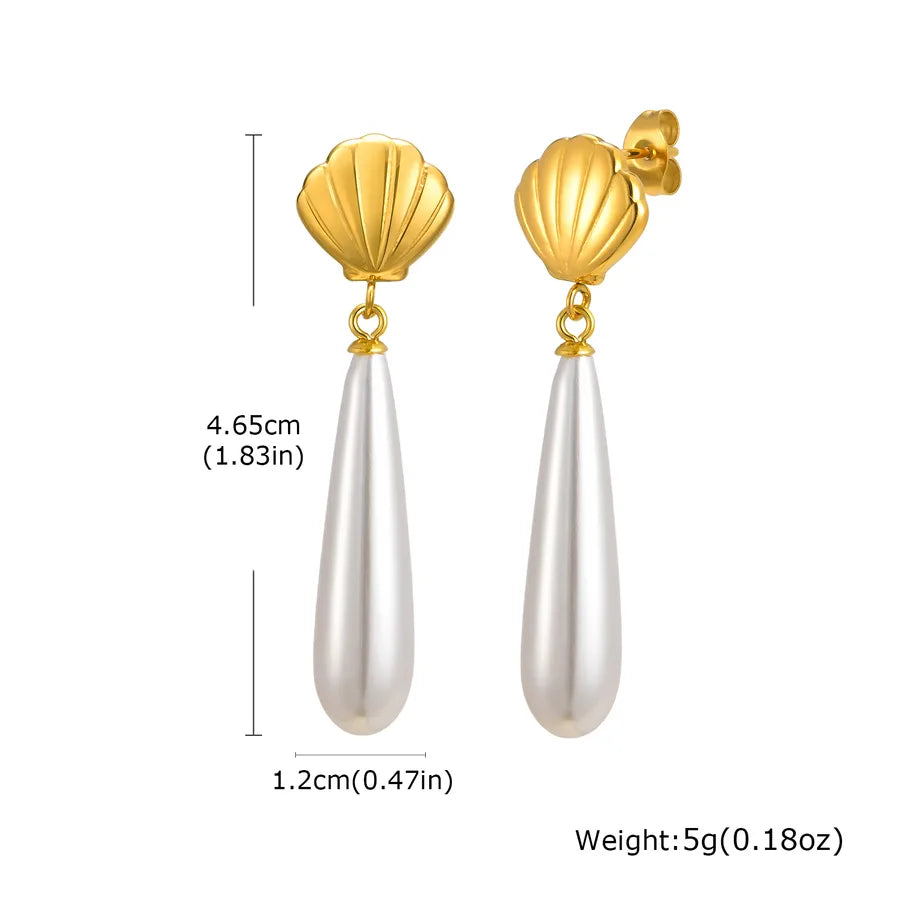 Casual Vacation Marine Style Geometric Shell Plating 201 Stainless Steel Drop Earrings