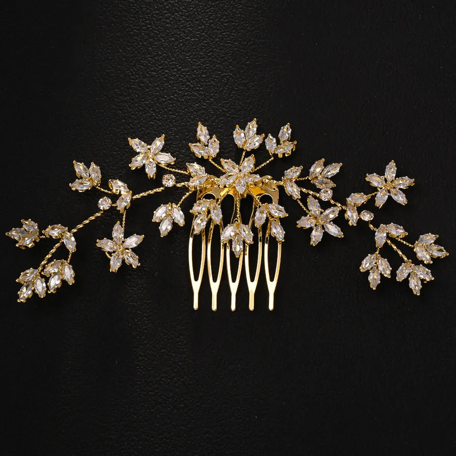 Luxury Flower Zircon Hair Comb Wedding Dress Jewelry Fashion Handmade Hair Comb Hair Accessories