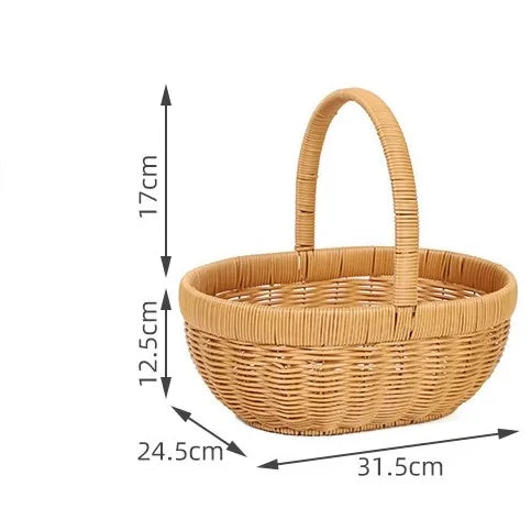 Casual Pastoral Solid Color Imitation Rattan Storage Basket