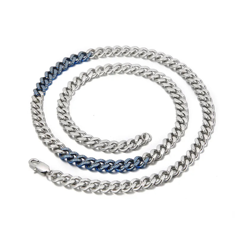 Wholesale Jewelry Hip-Hop Commute Solid Color Titanium Steel Plating Bracelets Necklace Cuban Link Chain Curb Chain