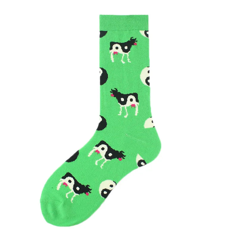 men's casual geometric cotton crew socks a pair