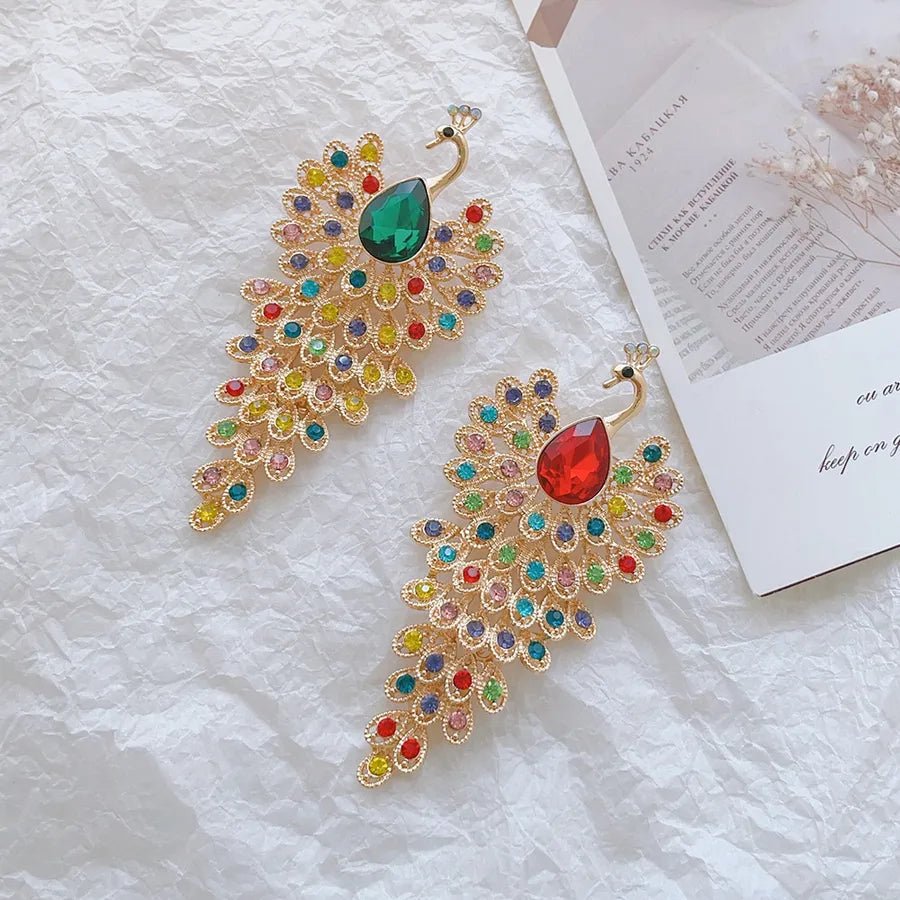 Elegant Vintage Peacock Brooch Pin High End Personality Style Rhinestone Anti-Light Clothing Accessories Phoenix Retro Brooch