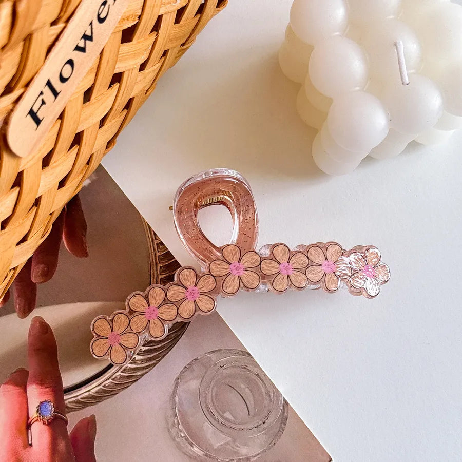 Large Dopaamine Flower Hair Clip Women's Stylish Acrylic Hair Accessories Versatile Shark Clamp Multi-Functional Hair Grips