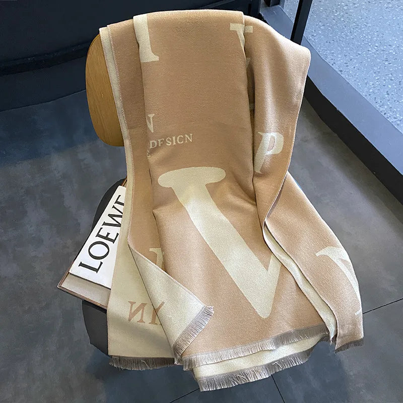 women's streetwear letter imitation cashmere tassel scarf
