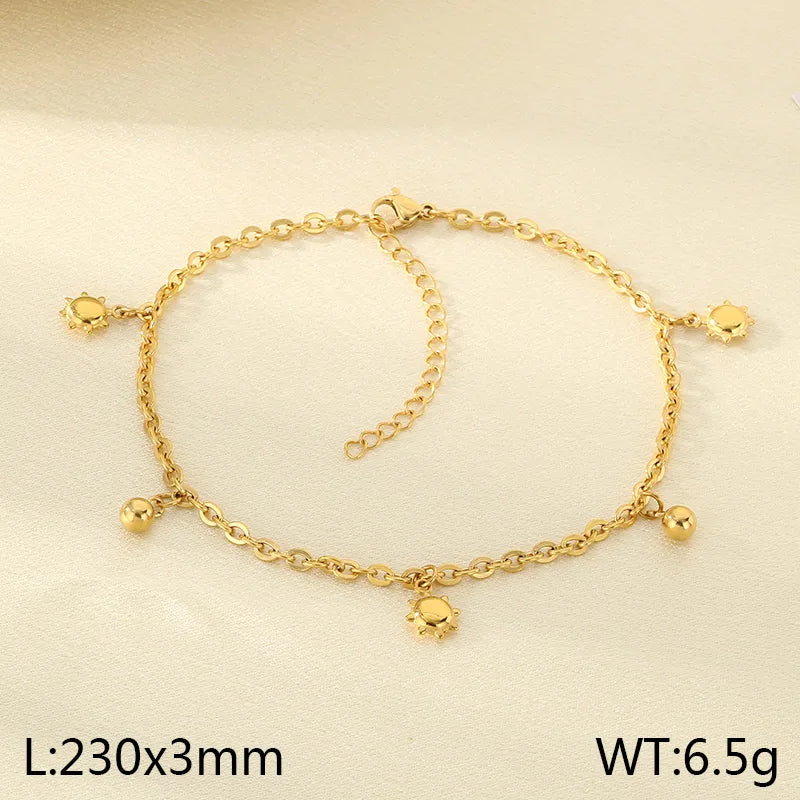 Wholesale Jewelry IG Style Vintage Style Star Moon Cherry 304 Stainless Steel 18K Gold Plated Anklet