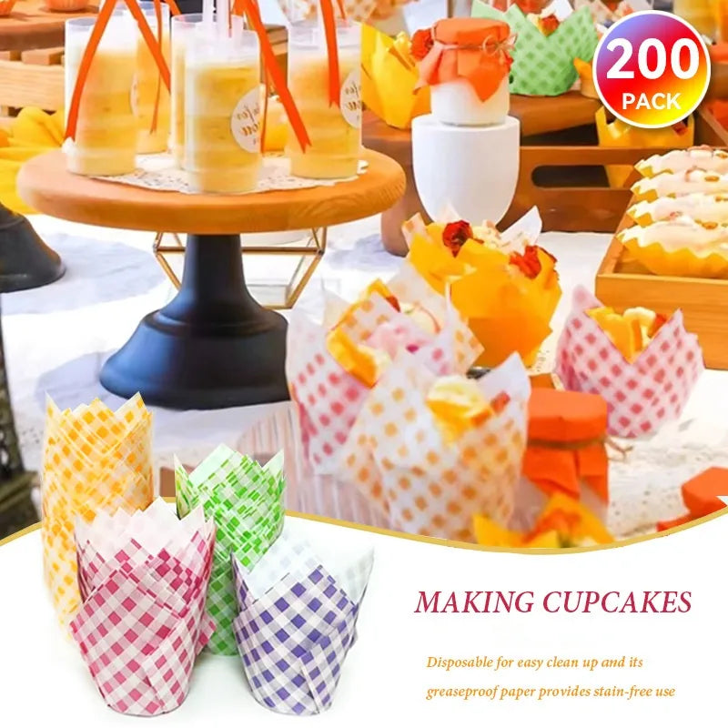 Simple Style Plaid Paper Anti-oil paper cake cups