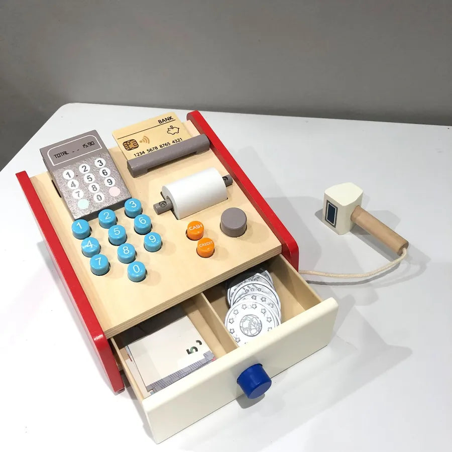 Export the same wooden cash register children's counting scanner supermarket shopping toy cash register simulation Play House