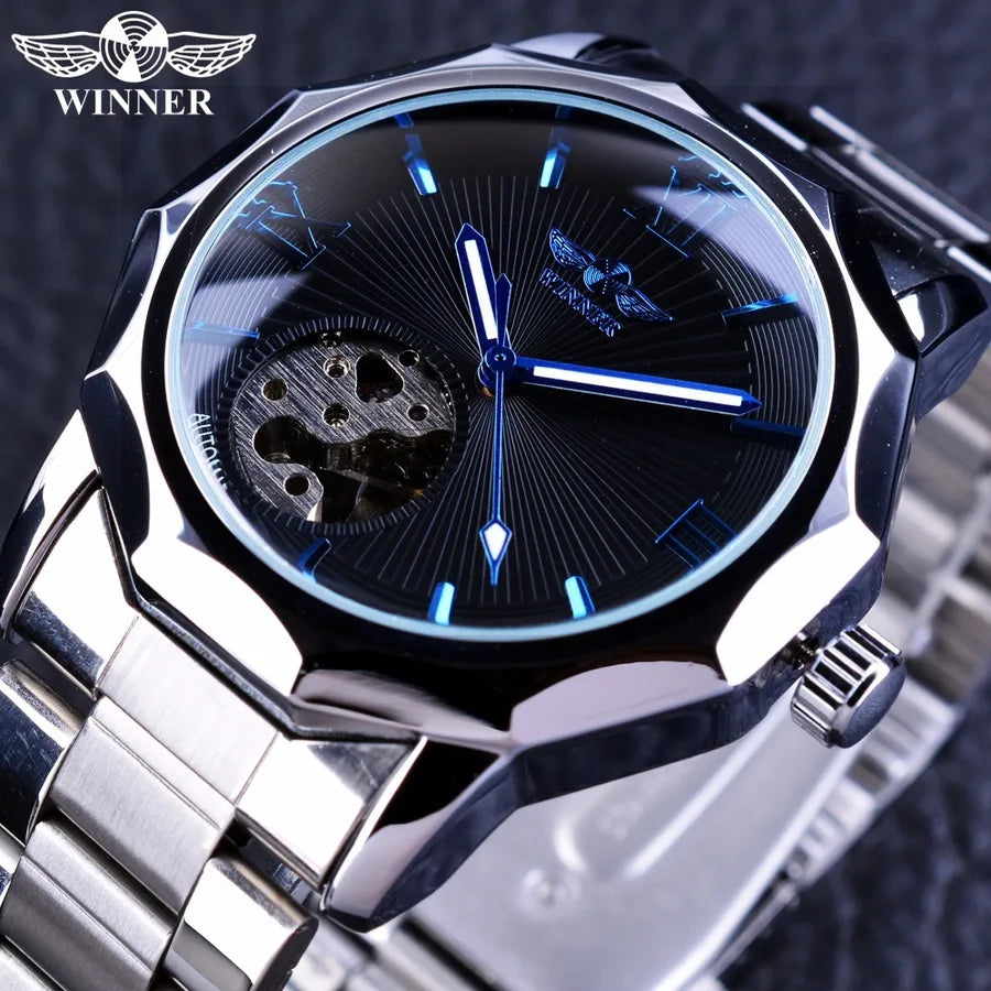 Classic Style Solid Color Butterfly Double Snap Buckle Mechanical Watch Men's Watches