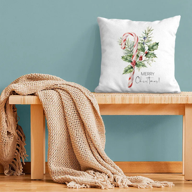 Christmas Casual Christmas Tree Santa Claus Letter short plush Pillow Cases Couch & Sofa Decor
