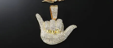 hip-hop letter alloy inlay rhinestones men's pendant necklace