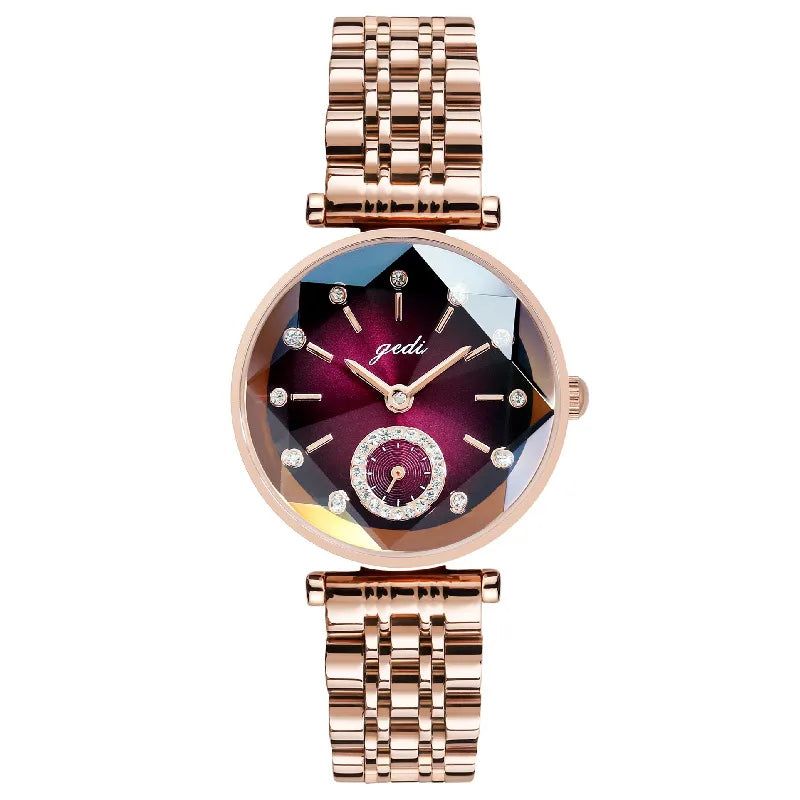 classic style solid color single folding buckle quartz women's watches