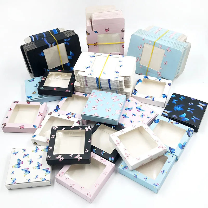 new square butterfly window false eyelash card paper box