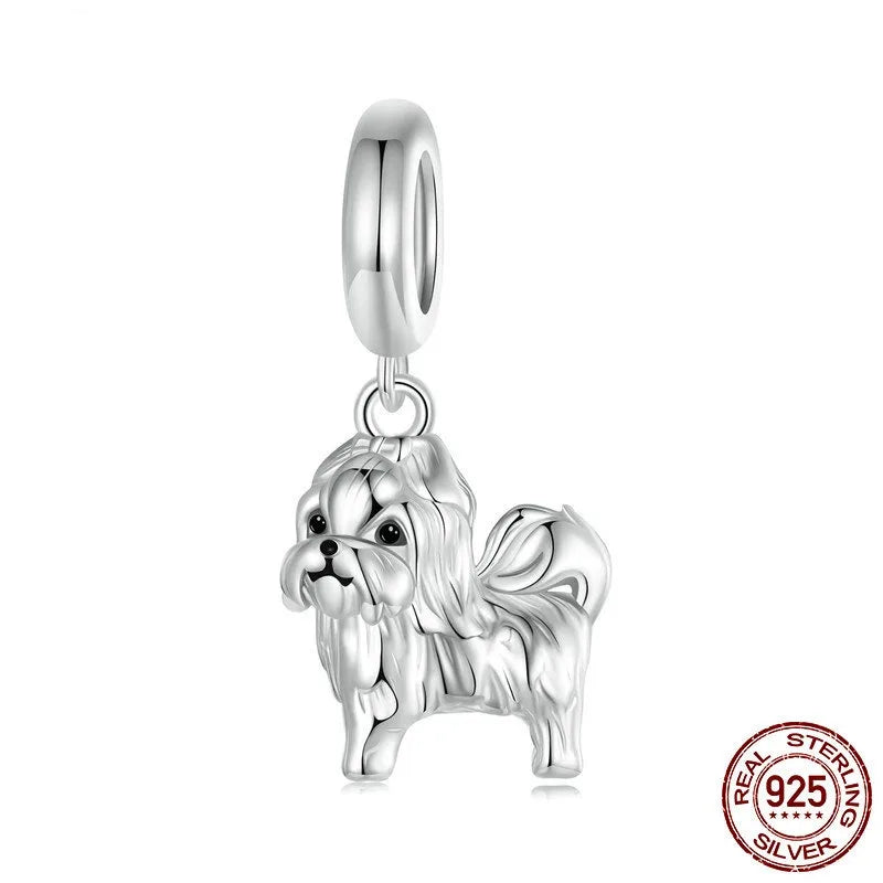 Aifule Pet Dog Cute Animal Series Beaded DIY Beaded S925 Sterling Silver Combination Wholesale Ornament Scattered Beads