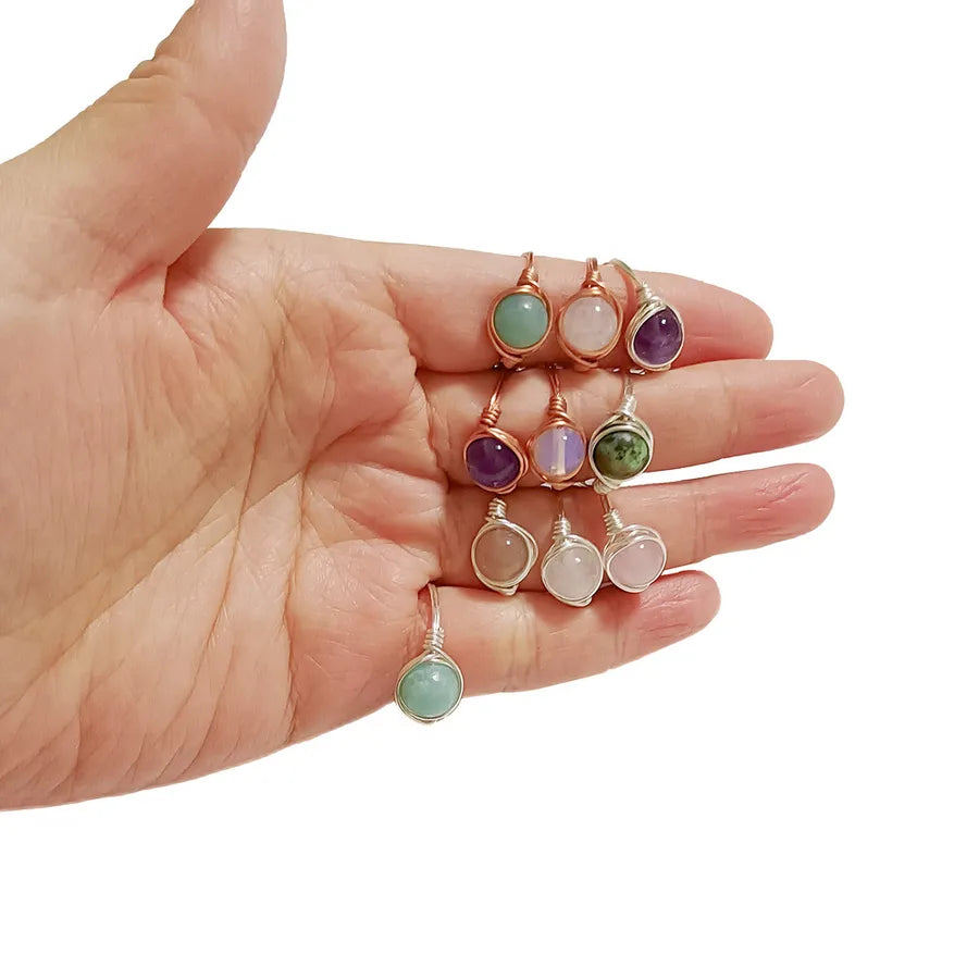 fashion round natural stone rings 1 piece