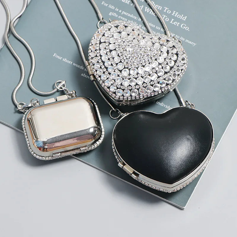 Women's Arylic Solid Color Streetwear Heart-shaped Square Magnetic Buckle Evening Bag