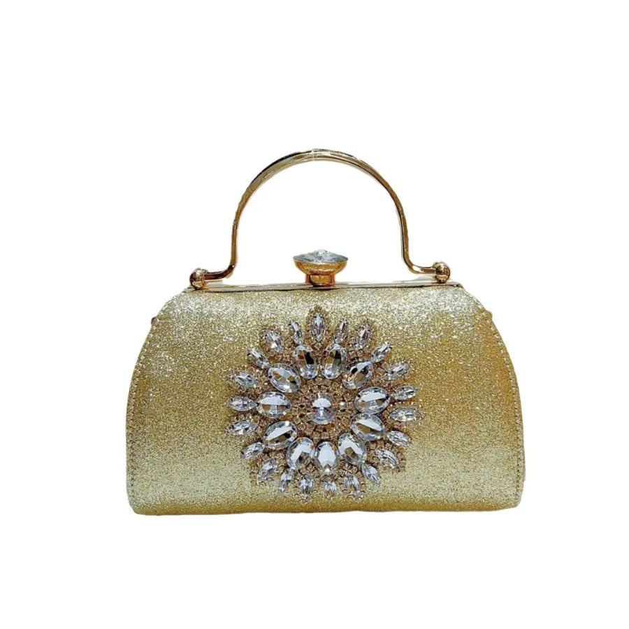 New European Style Water Diamond Embedded Women's Sunflower Evening Bag Shoulder Crossbody Bag For Women Square PVC Handbag
