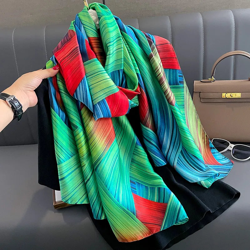 Women's Simple Style Streetwear Leopard Satin Printing and Dyeing Printing Scarf
