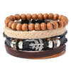 Retro Geometric Pu Leather rope Knitting Men's Bracelets Men Cord & Leather Bracelets