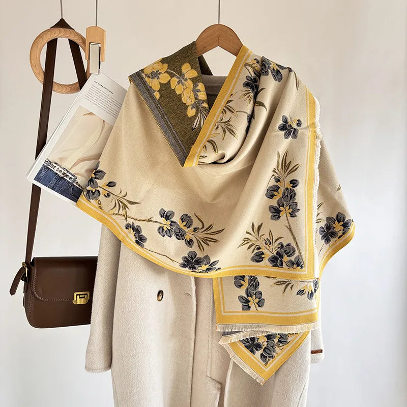 Women's Elegant Plant Imitation cashmere Jacquard Scarf