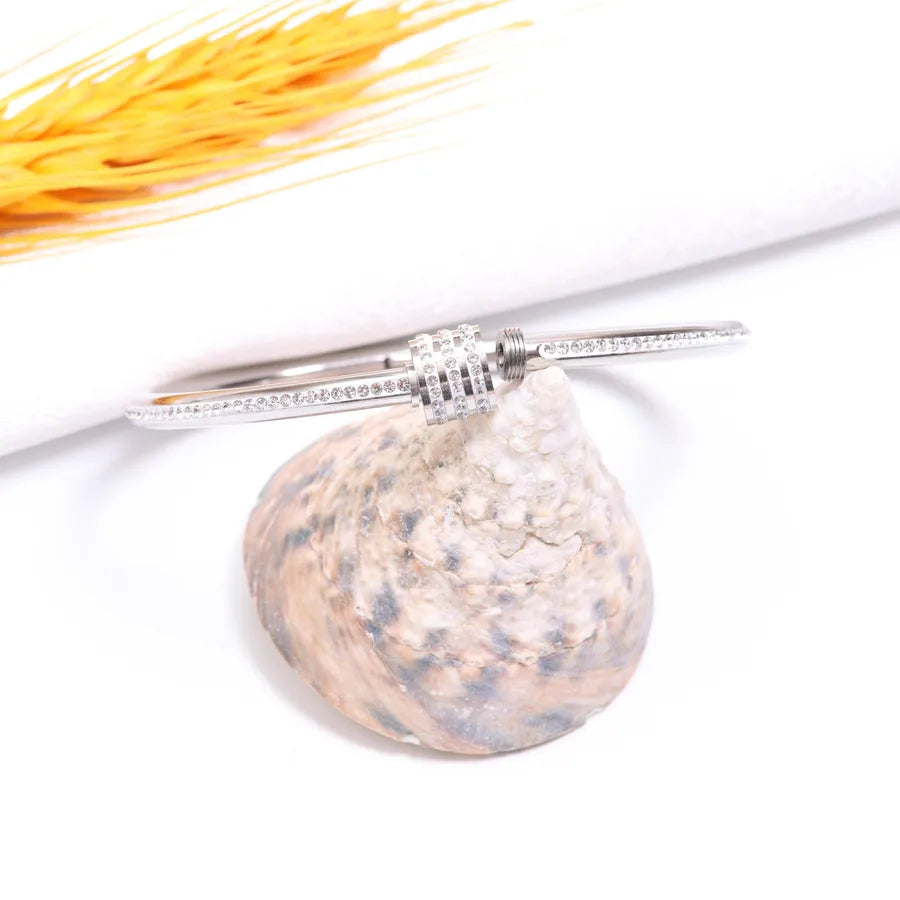 Modern Style Shiny Solid Color 316 Stainless Steel  Bangle In Bulk