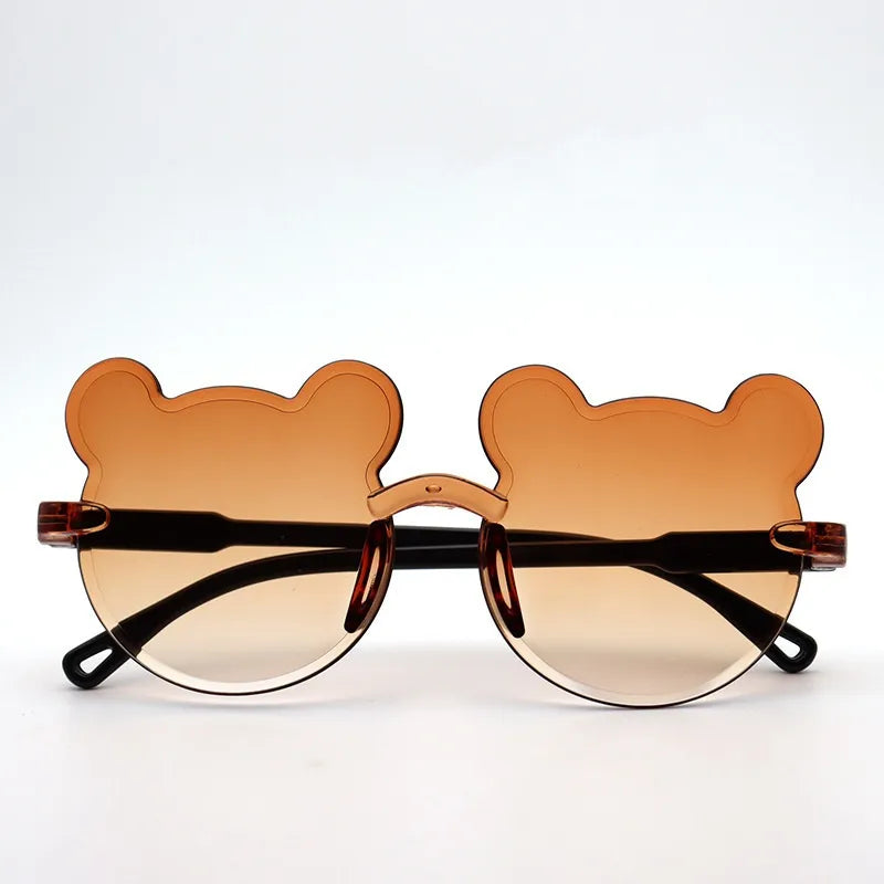 Cartoon Style Cute Sweet Bear PC UV400 Protection Special-Shaped Mirror Frameless Kids Sunglasses