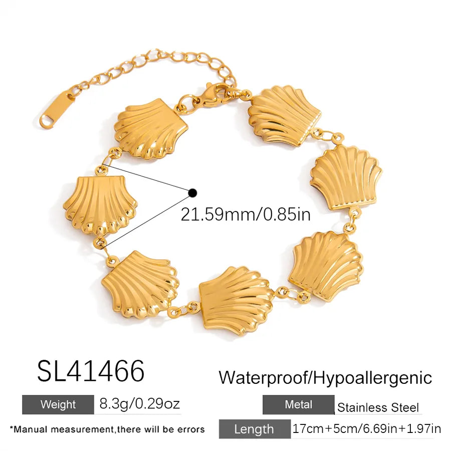 Beach Shell 304 Stainless Steel 18K Gold Plated Bracelets In Bulk