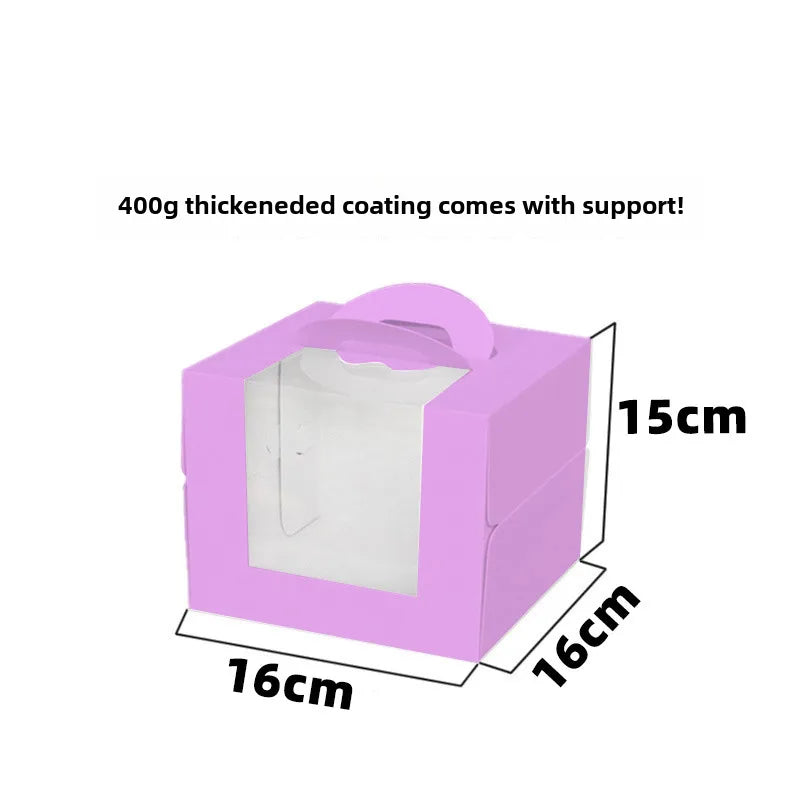Three three four four six six eight eight inch birthday cake box portable cake box transparent window cake dessert packing box