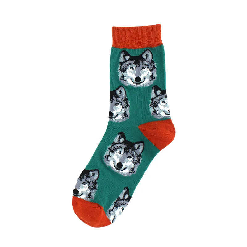 women's simple style classic style commute color block cotton printing crew socks a pair