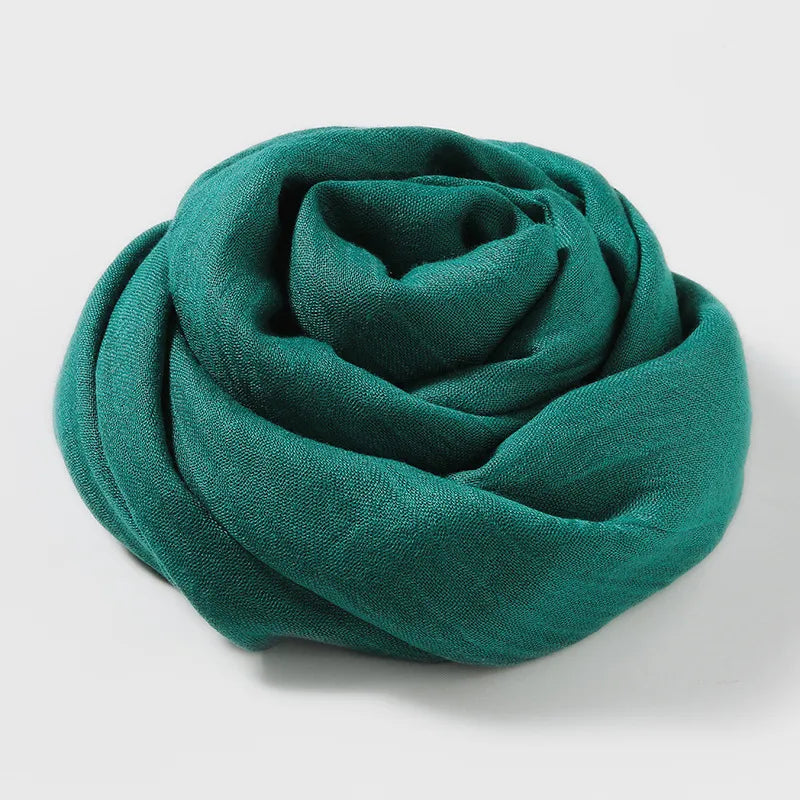 women's simple style solid color cotton and linen silk scarves