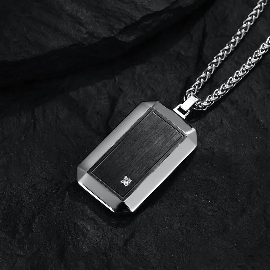 Simple Style Geometric 304 Stainless Steel Inlay Zircon Men's Pendant Necklace